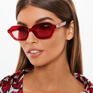 Quay Red Anything Goes Square Sunglasses